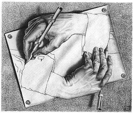 Drawing hands by M.C. Escher